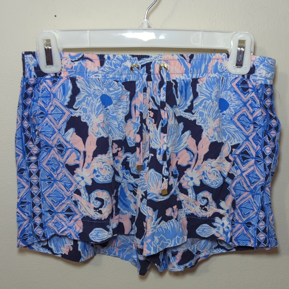 Lilly Pulitzer Amore Please Katia Shorts Blue + Pink Pull-on Women's Size XS